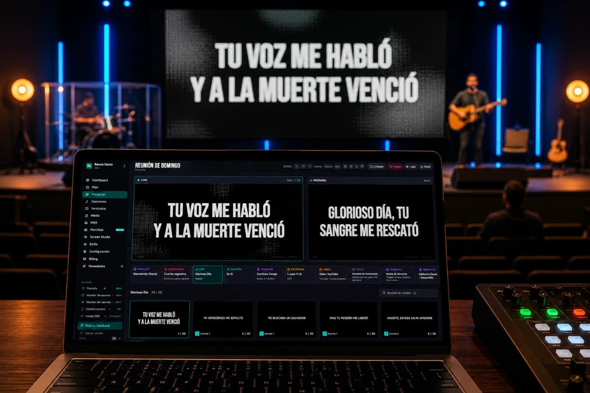El plan de servicio y la proyección en una sola pantalla. El ítem activo siempre visible para el operador.